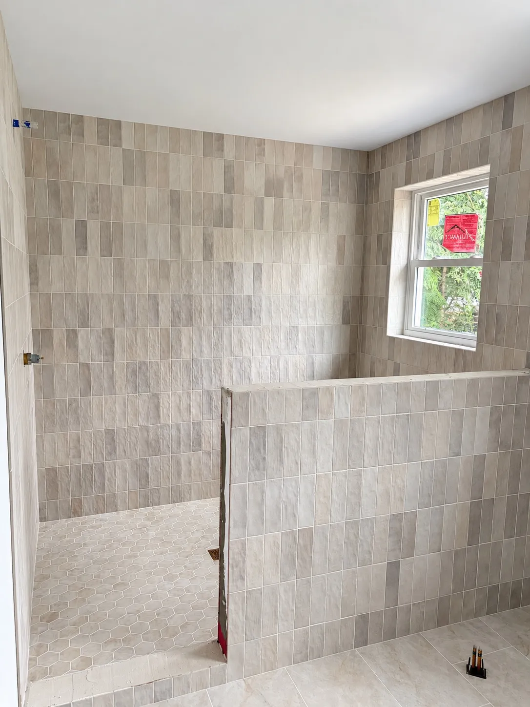 The primary bathroom under construction